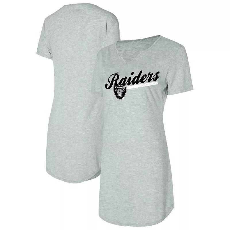 Women's Concepts Sport Gray Las Vegas Raiders Petition Knit Nightshirt,  Product Image