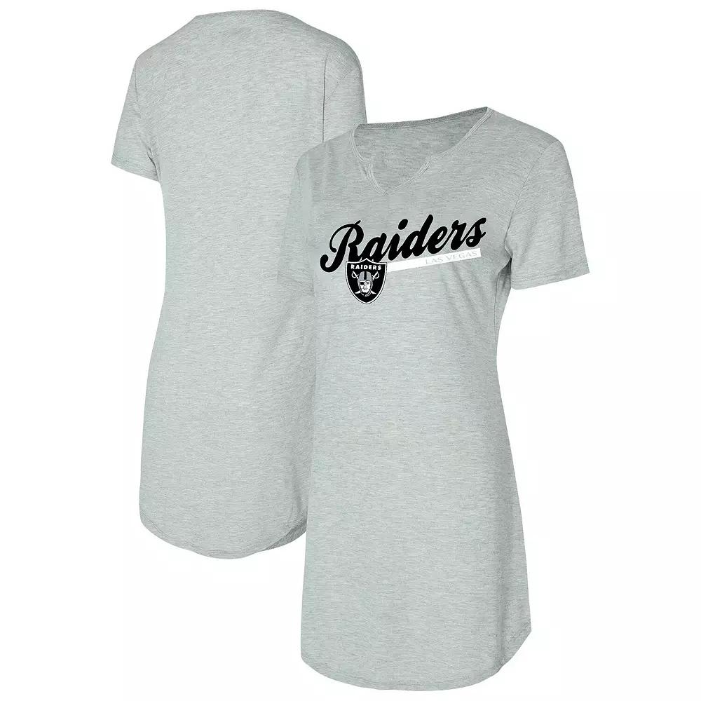 Women's Concepts Sport Gray Las Vegas Raiders Petition Knit Nightshirt,  Product Image