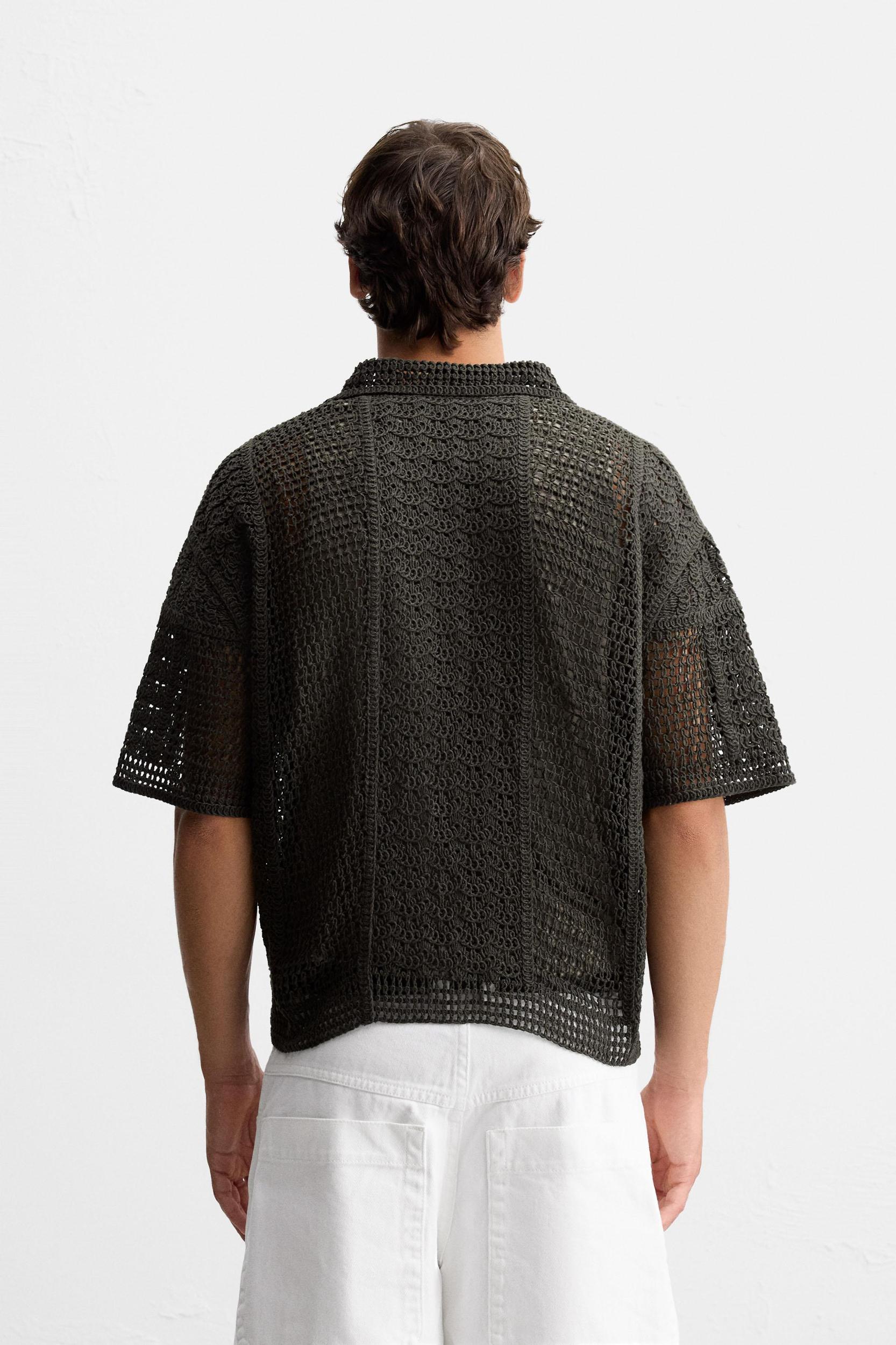 CROCHET TEXTURED POLO SHIRT Product Image