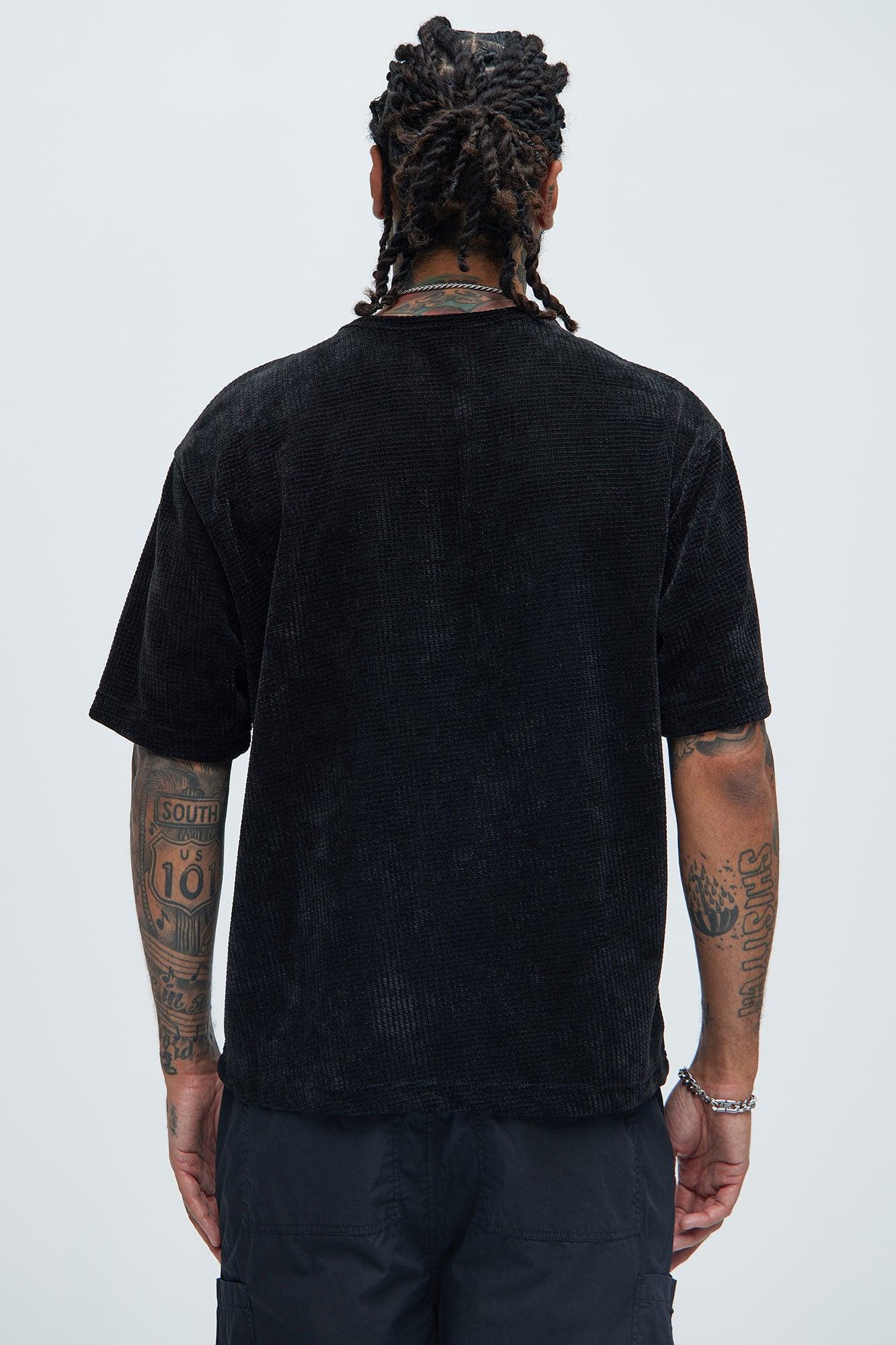 Greenville Waffle Knit Relaxed Short Sleeve Tee - Black Product Image
