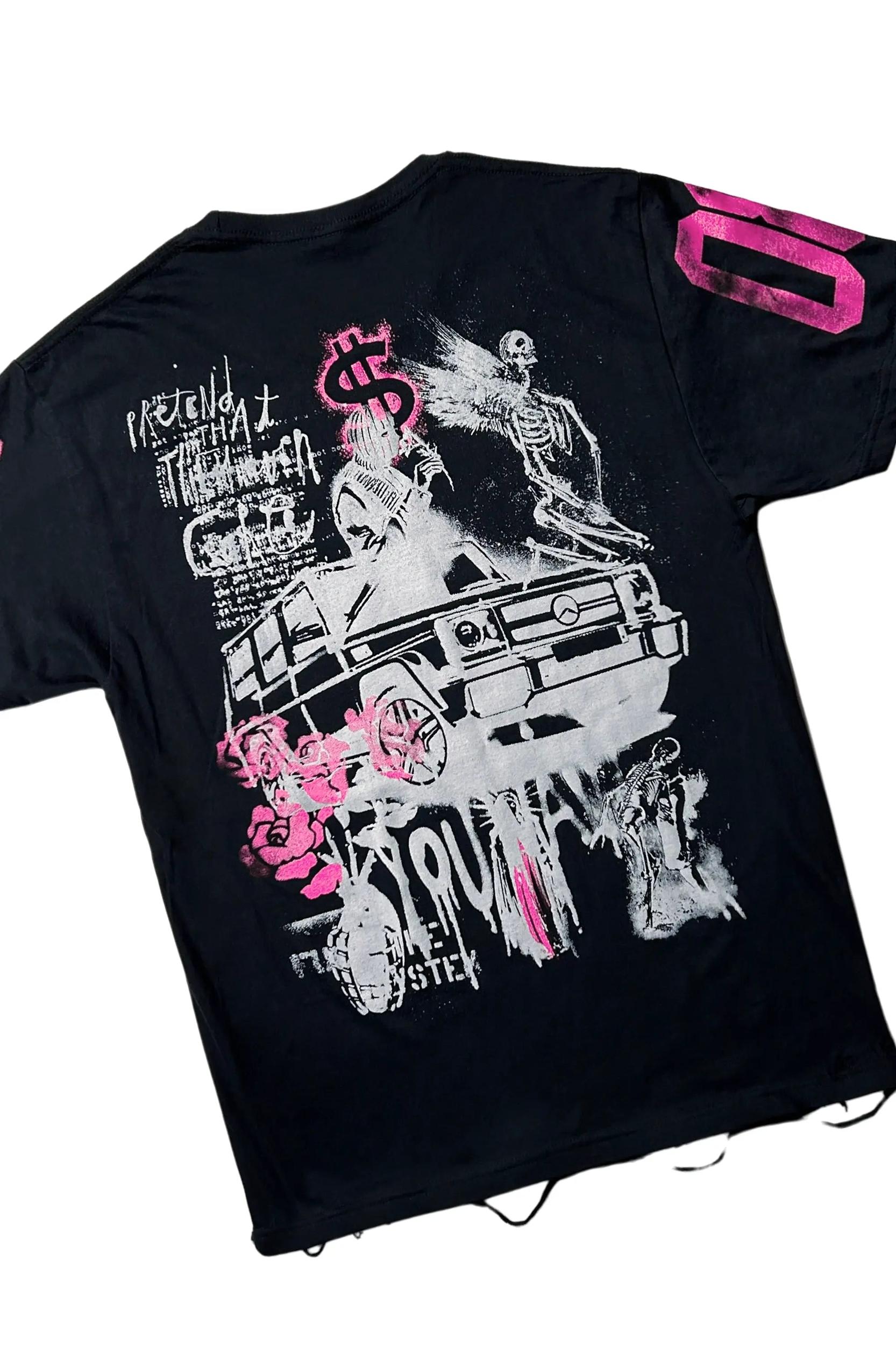 Grill Black/Pink T-Shirt/Slim Fit Jean Set Male Product Image