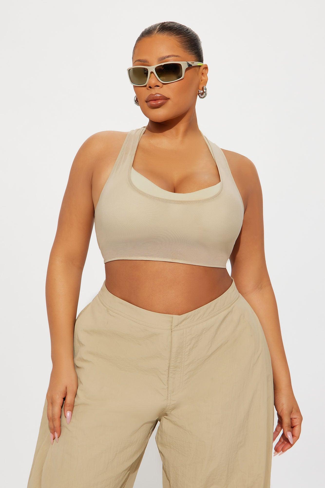 Power Mesh Racerback Bra Top - Stone Female Product Image