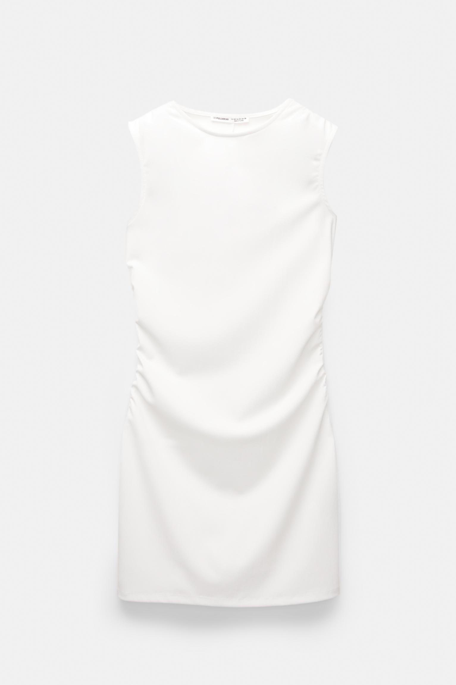 Short sleeveless dress with gathering Product Image