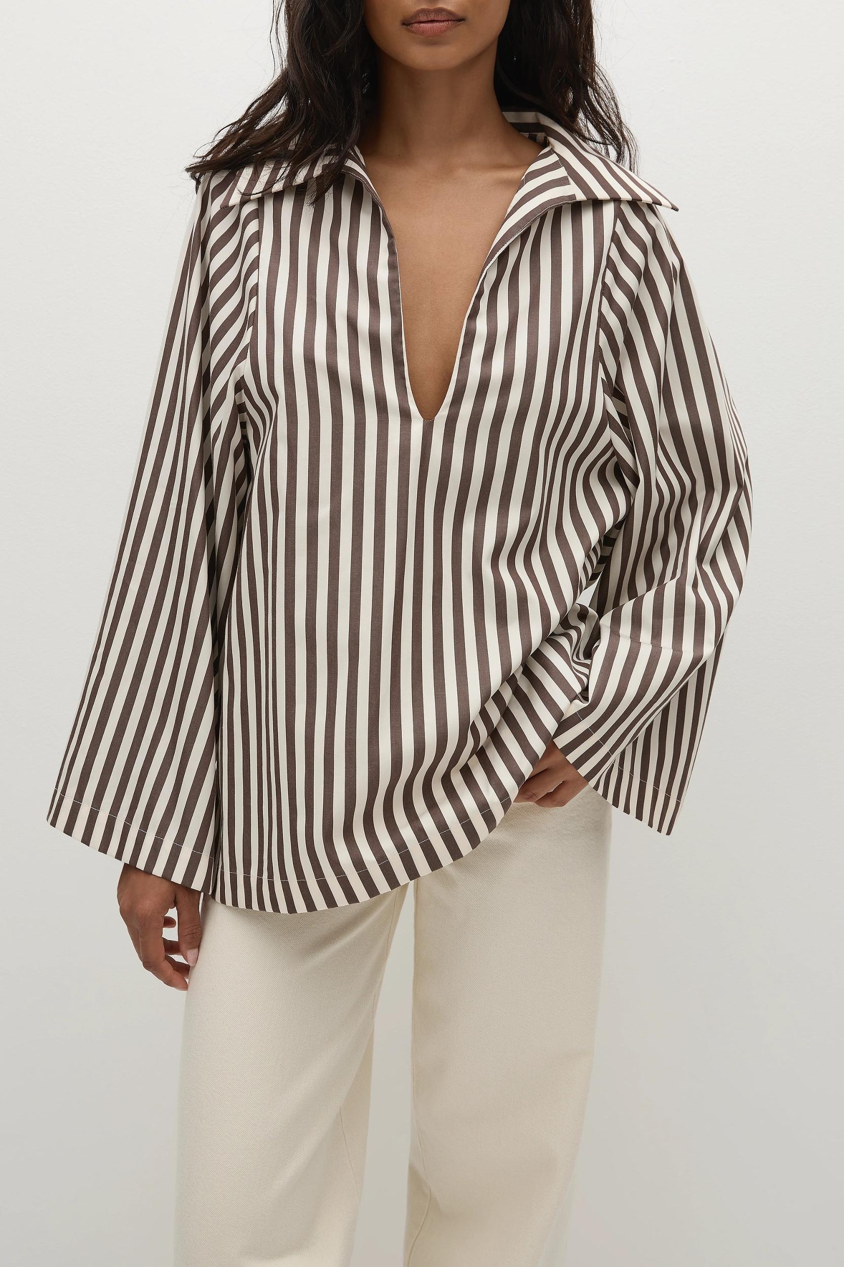 Vera Maxi Dress Norway Stripe Espresso - Final Sale Product Image