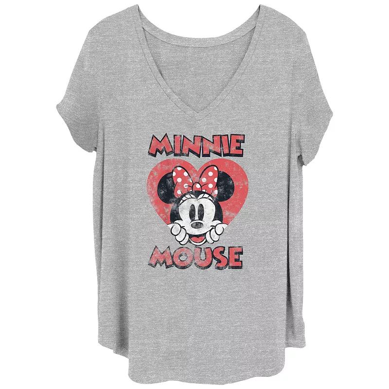 Disney's Minnie Mouse Heart Peek Juniors' Plus Graphic Tee, Women's, Size: 4XL, Grey Gray Product Image