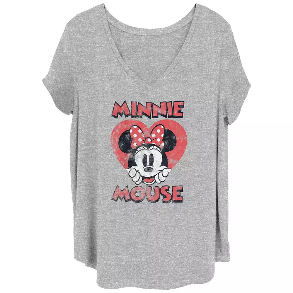 Disney's Minnie Mouse Heart Peek Juniors' Plus Graphic Tee, Women's, Size: 4XL, Grey Gray Product Image