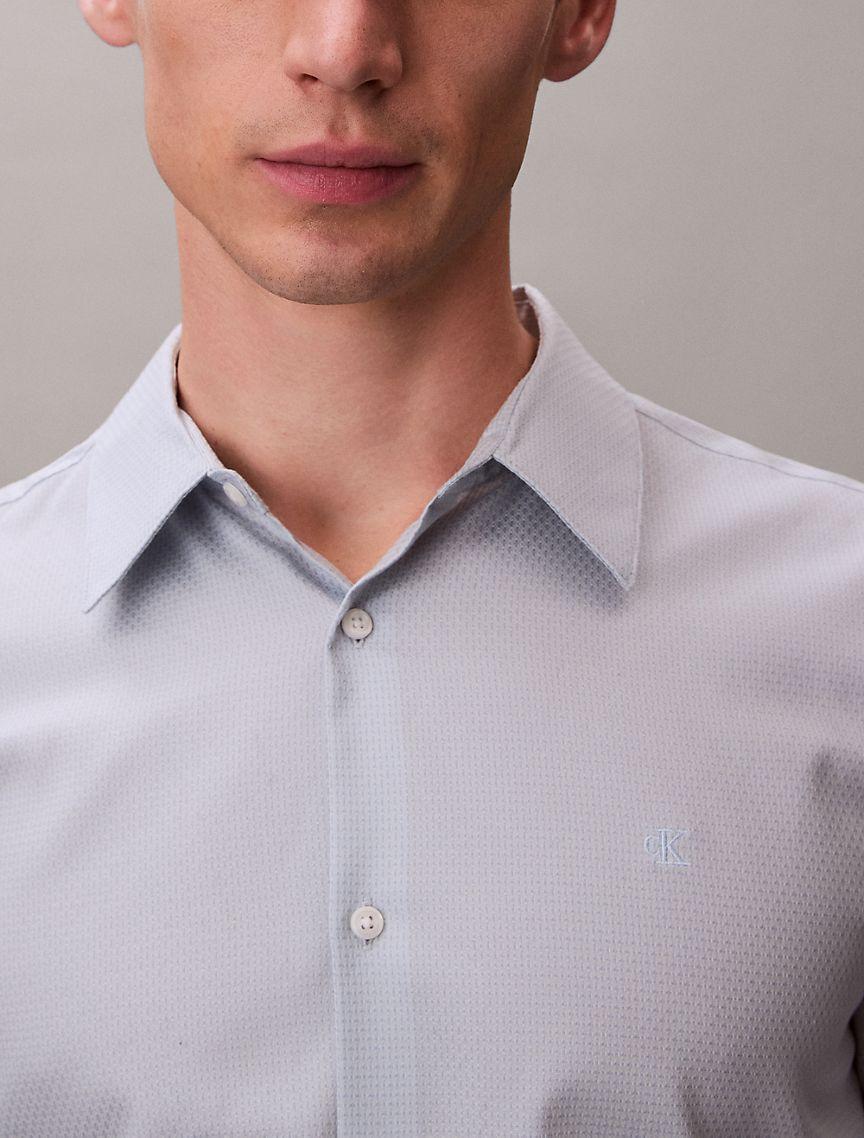 Geometric Jacquard Slim Button-Down Shirt Product Image