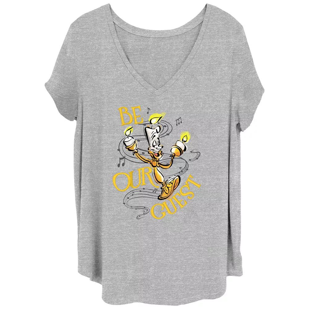 Disney's 100th Anniversary Women's Lumiere Be Our Guest V-Neck Tee, Girl's,  Product Image