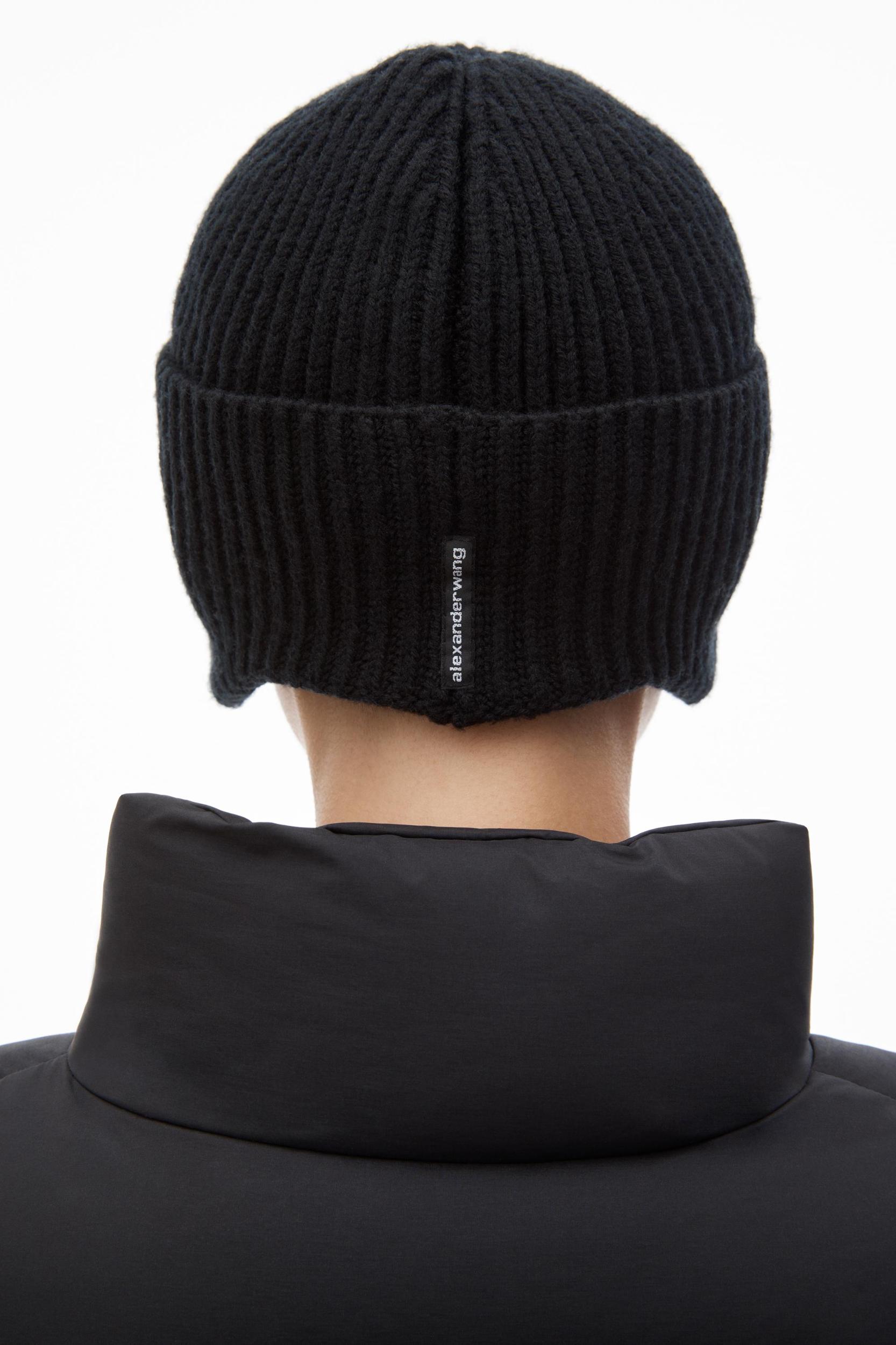 Logo Earmuff Beanie In Ribbed Wool Stretch Product Image
