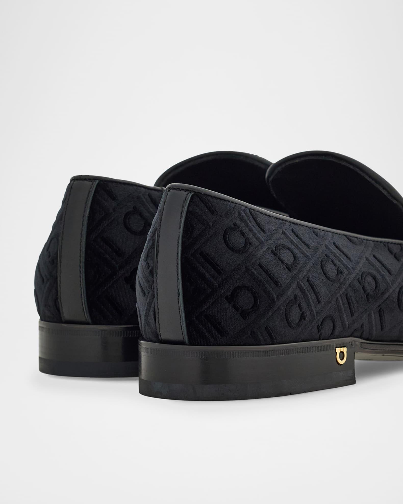 Men's Berry Monogram Velvet Loafers Product Image