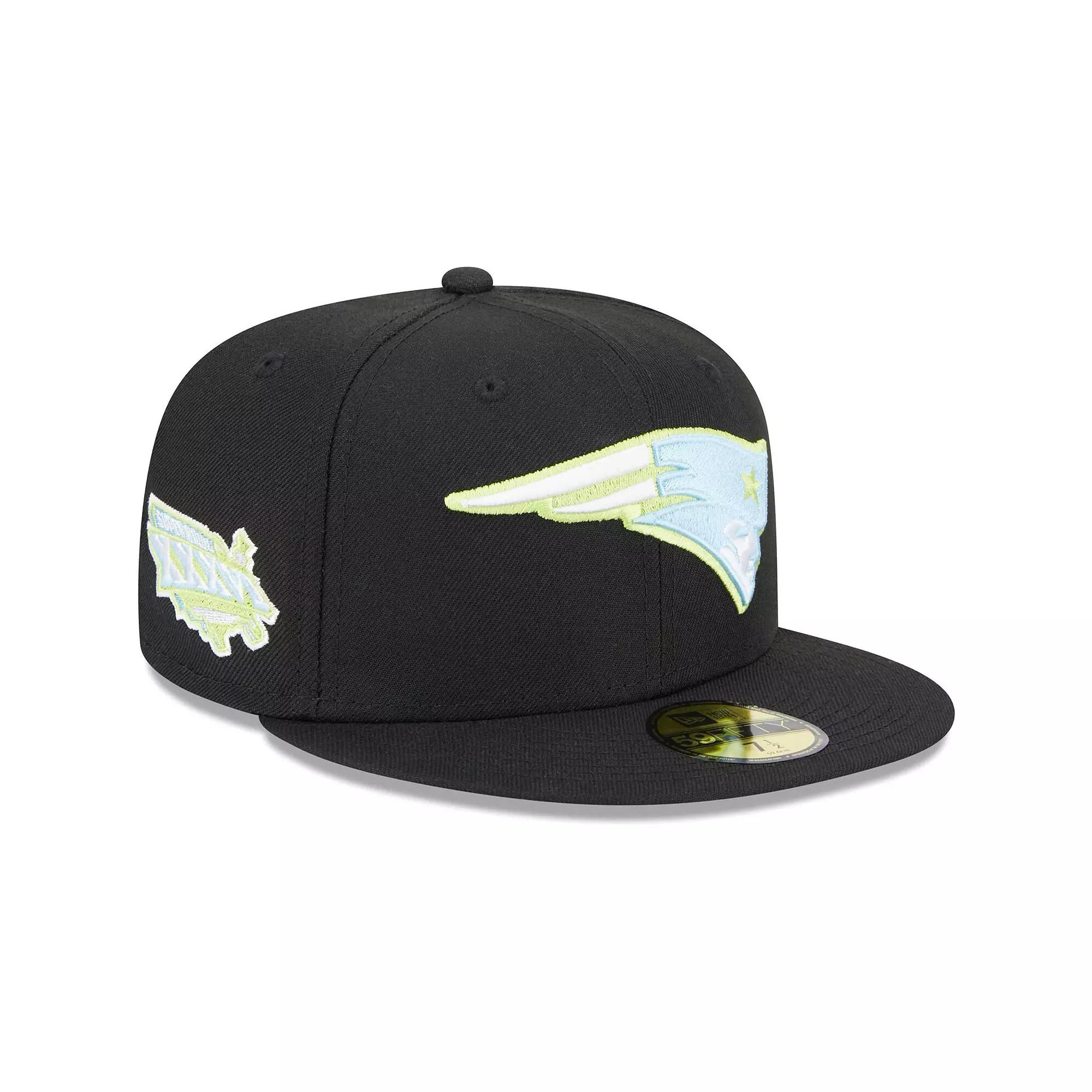 Men's New Era Black New England Patriots Multi 59FIFTY Fitted Hat, Size: 7 1/4 Product Image