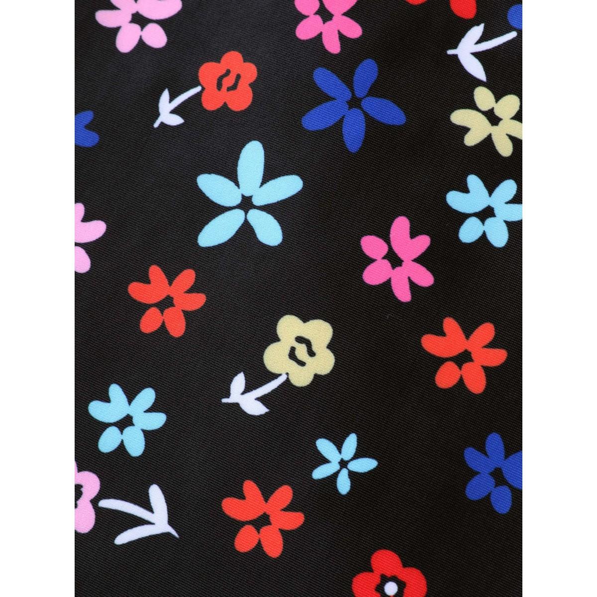 Plus Size Florals Everywhere Fit and Flare Swim Dress Women's Swimwear Black Resort Bodycon U-neck High stretch Curve Swim Dresses BloomChic 30/6X Product Image