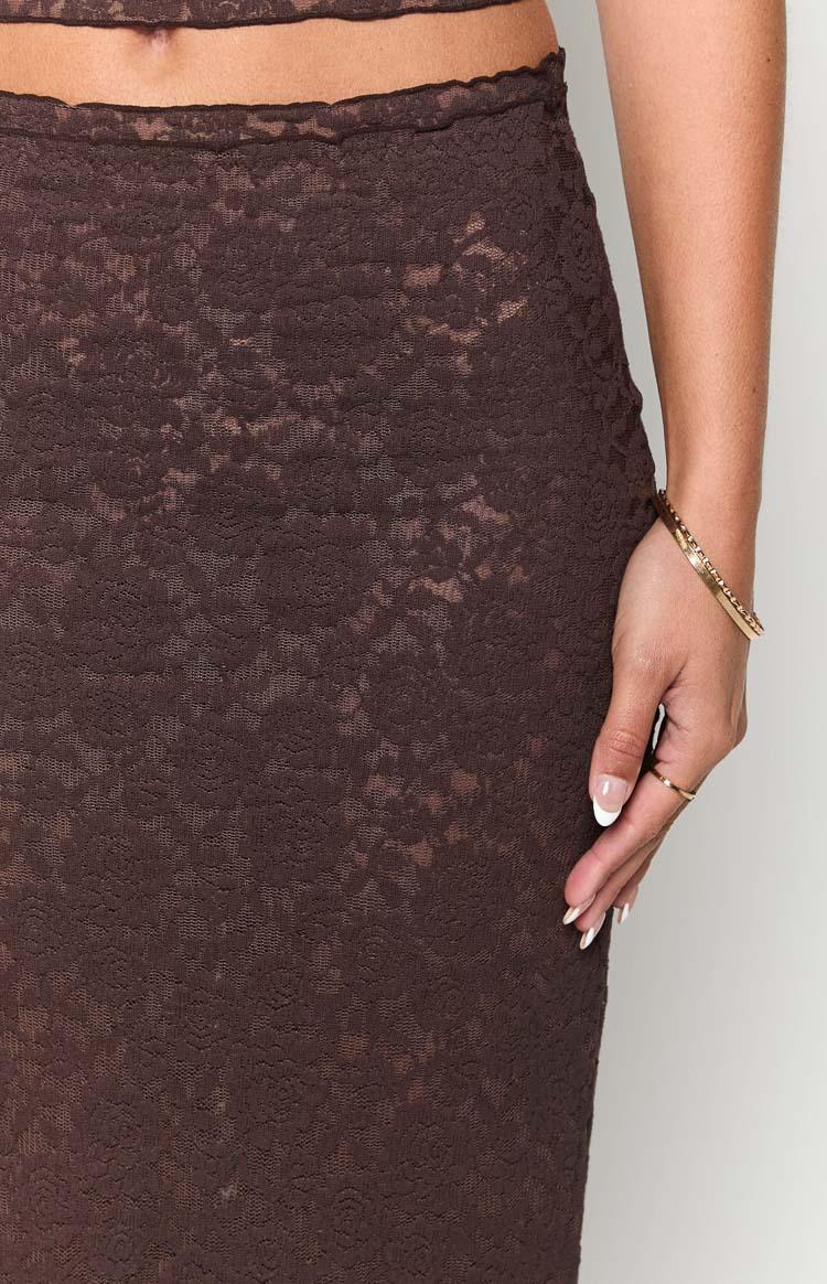 Willow Brown Lace Midi Skirt Product Image