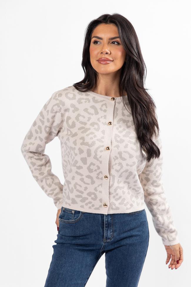Dream Big Taupe Leopard Cardigan FINAL SALE Product Image