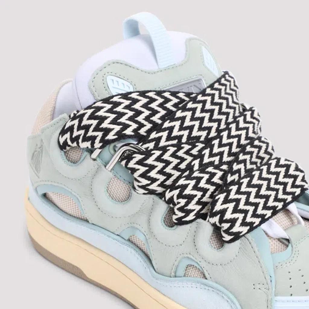 LANVIN Suede Leather Curb Sneakers Men In Blue Product Image