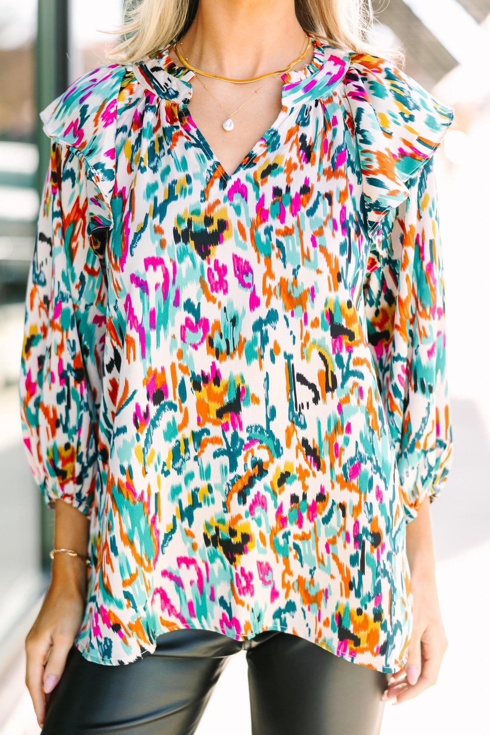 More Than You know Ivory Abstract Blouse Female Product Image