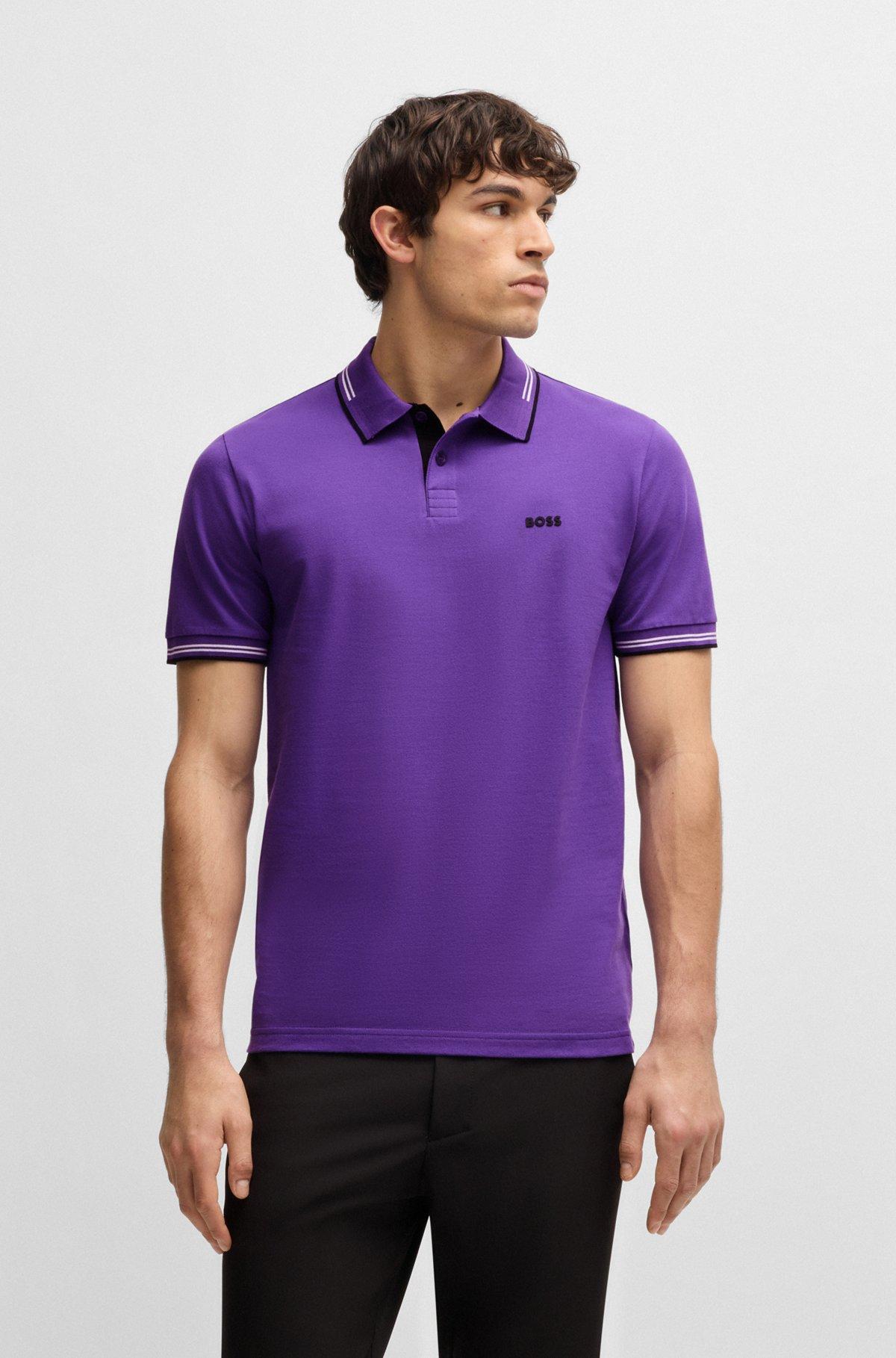 Stretch-cotton slim-fit polo shirt with branding Product Image