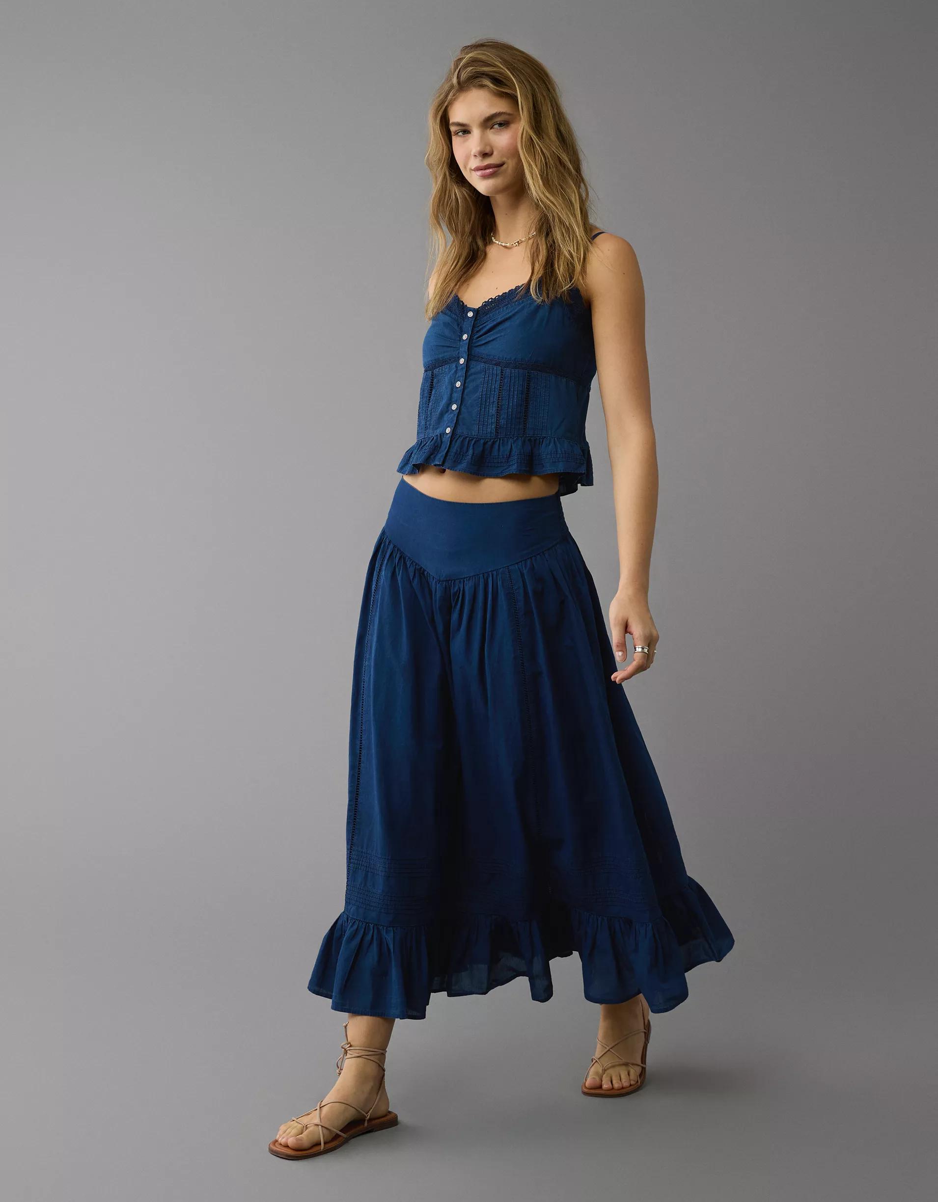 AE High-Waisted Ruffle Maxi Skirt Product Image