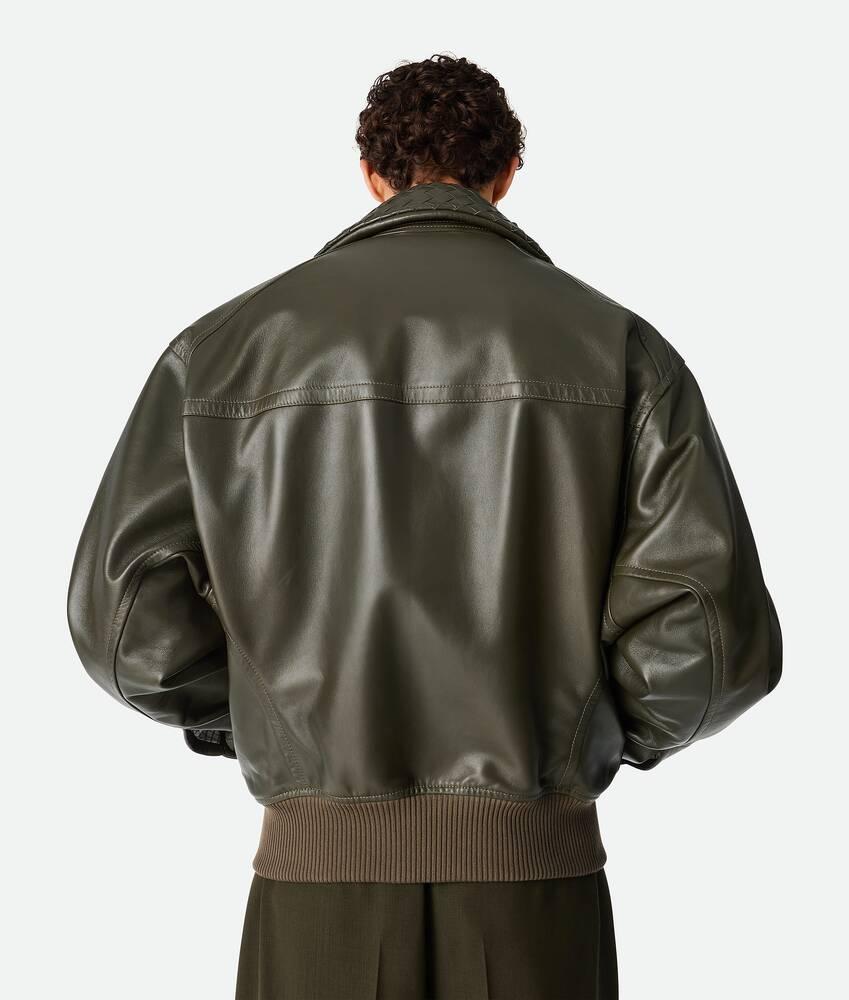 Men's Leather Blouson in Dark forest Product Image