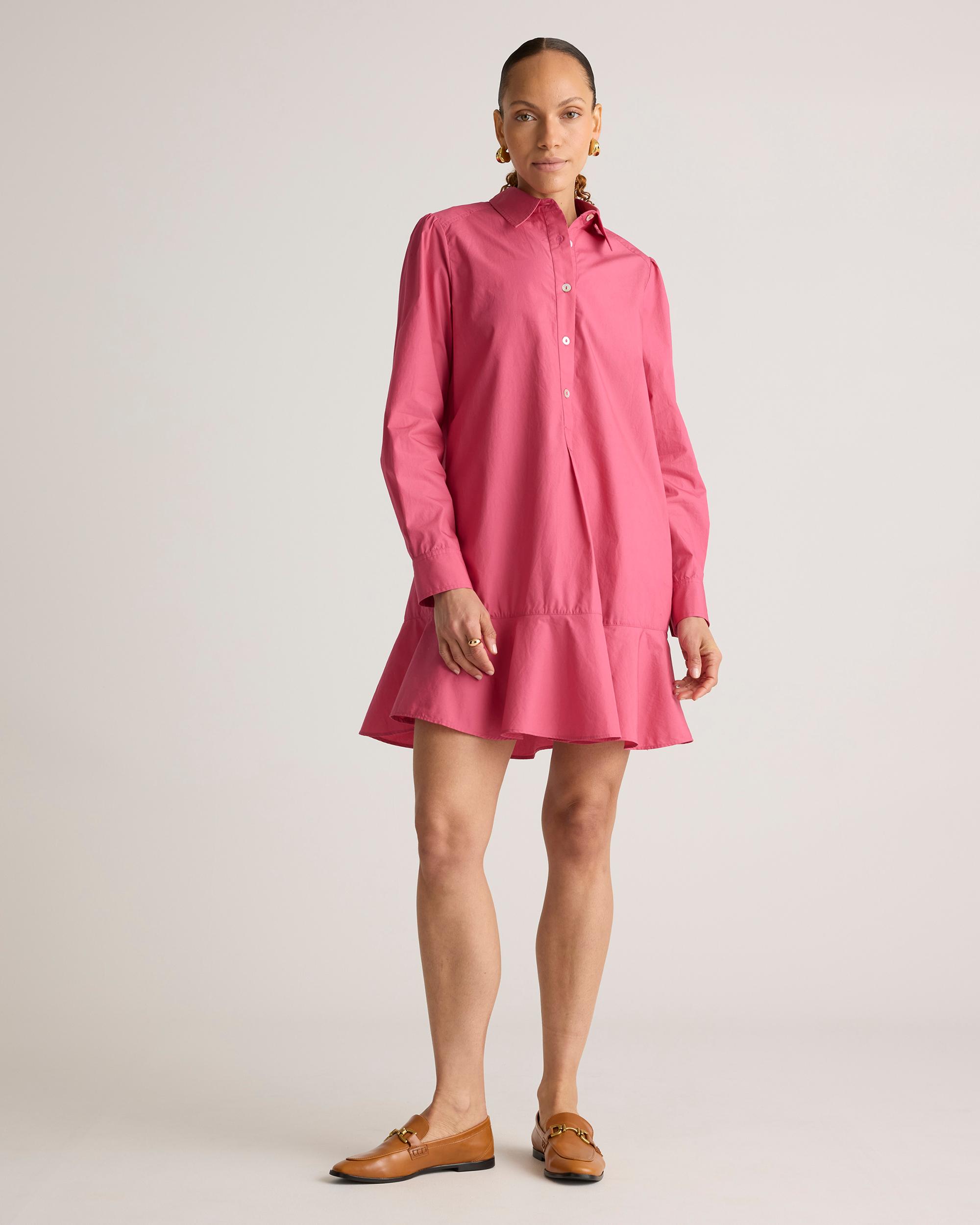 Quince | Women's Poplin Drop Waist Shirt Dress Organic Cotton Product Image