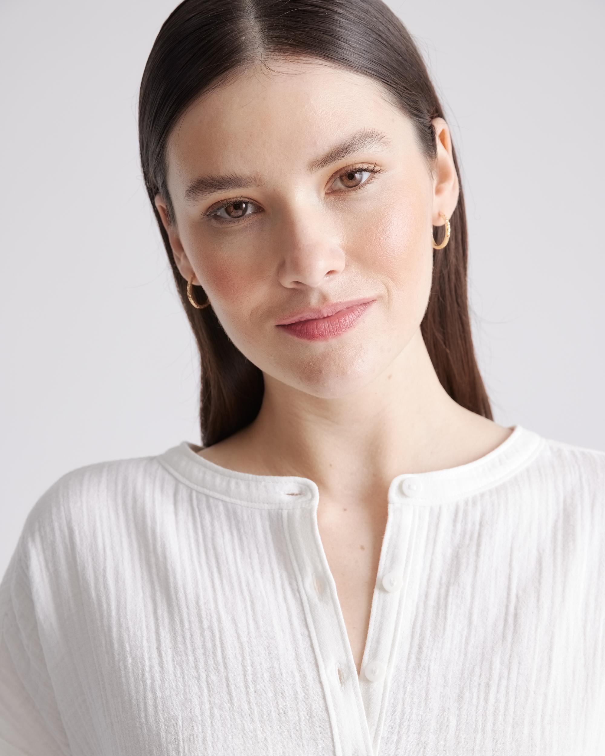 Quince | Women's Gauze Roll Sleeve Shirt Organic Cotton Product Image