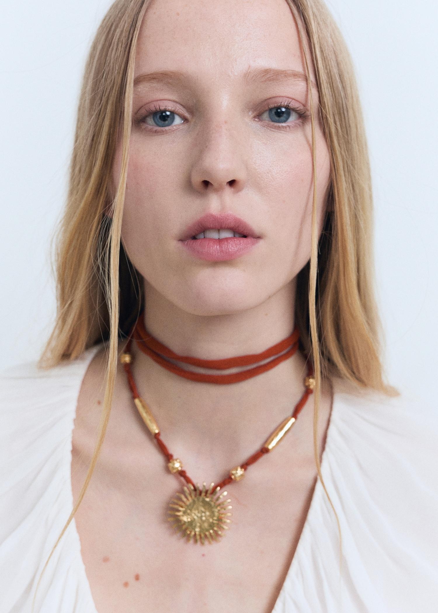 Bead necklace with sun detail - Women | MANGO USA Product Image