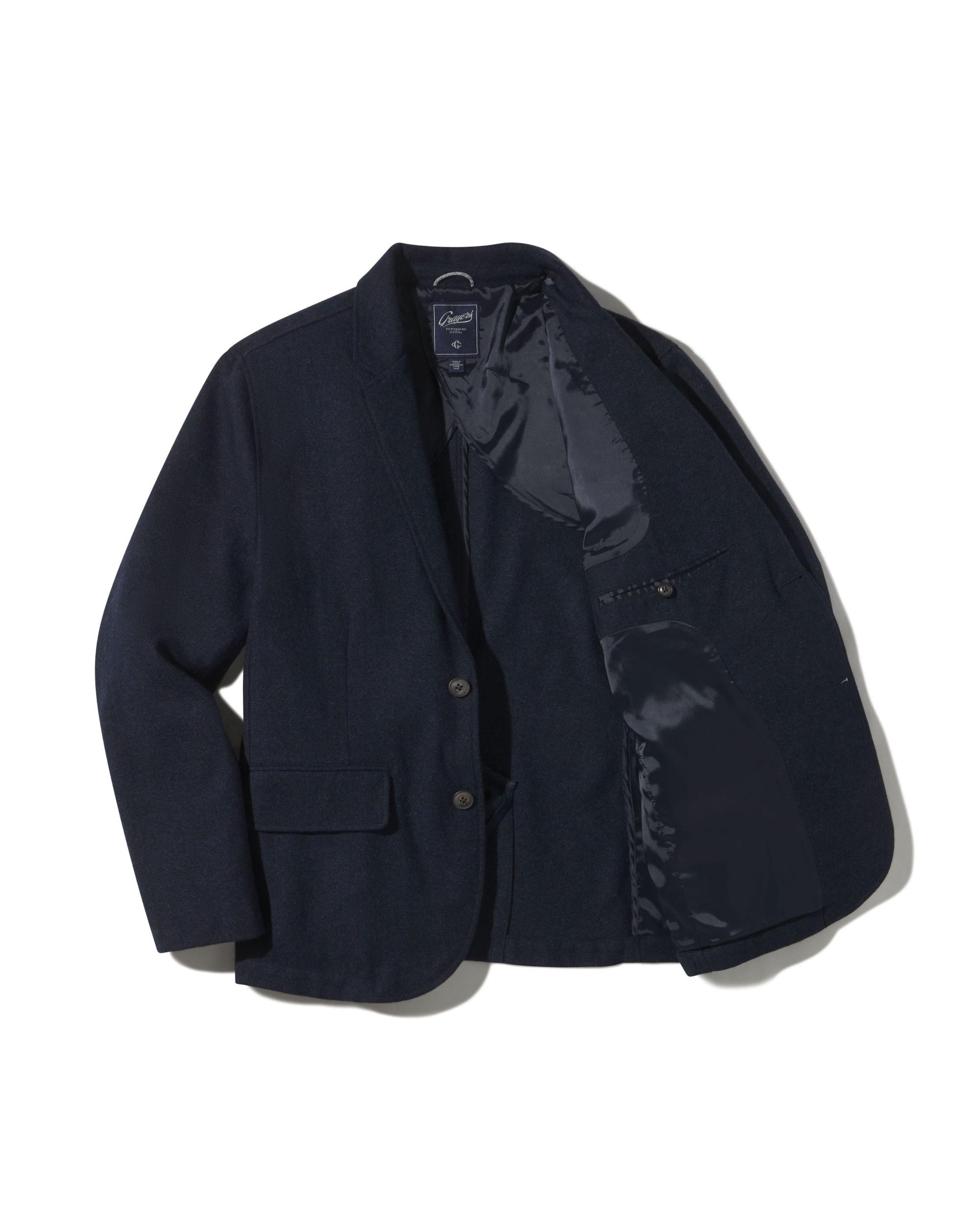 Hopsack Midweight Wool Blazer - Navy Product Image