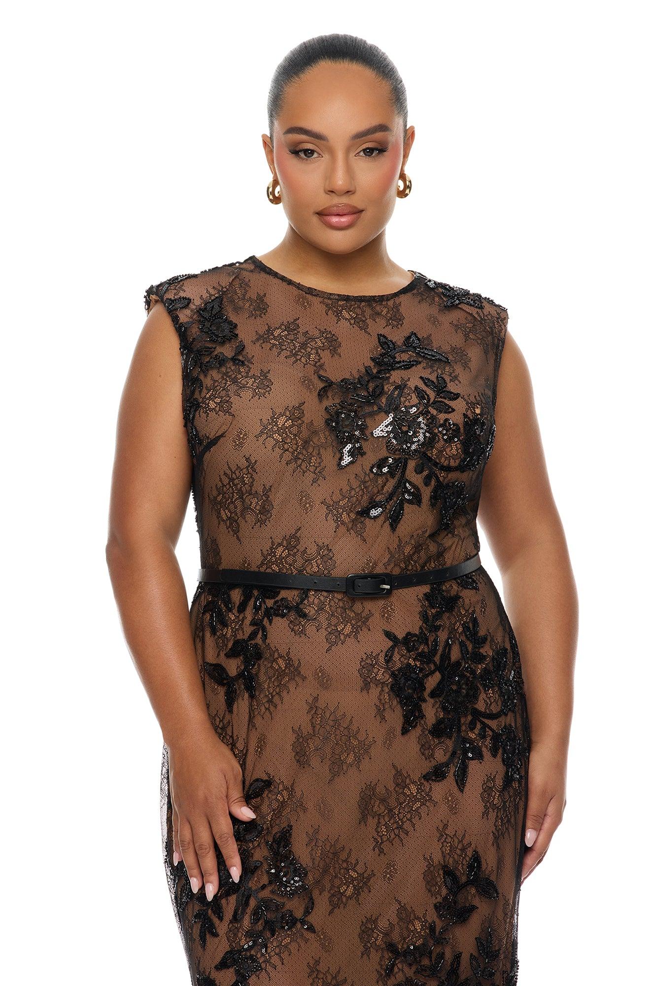 Chelsea Embellished Lace Maxi Dress - Black Female Product Image
