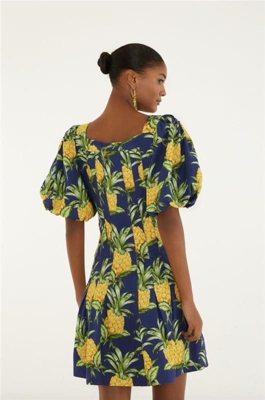 Navy Blue Delicate Pineapple Lenzing™ Ecovero™ Euroflex Mini Dress Product Image
