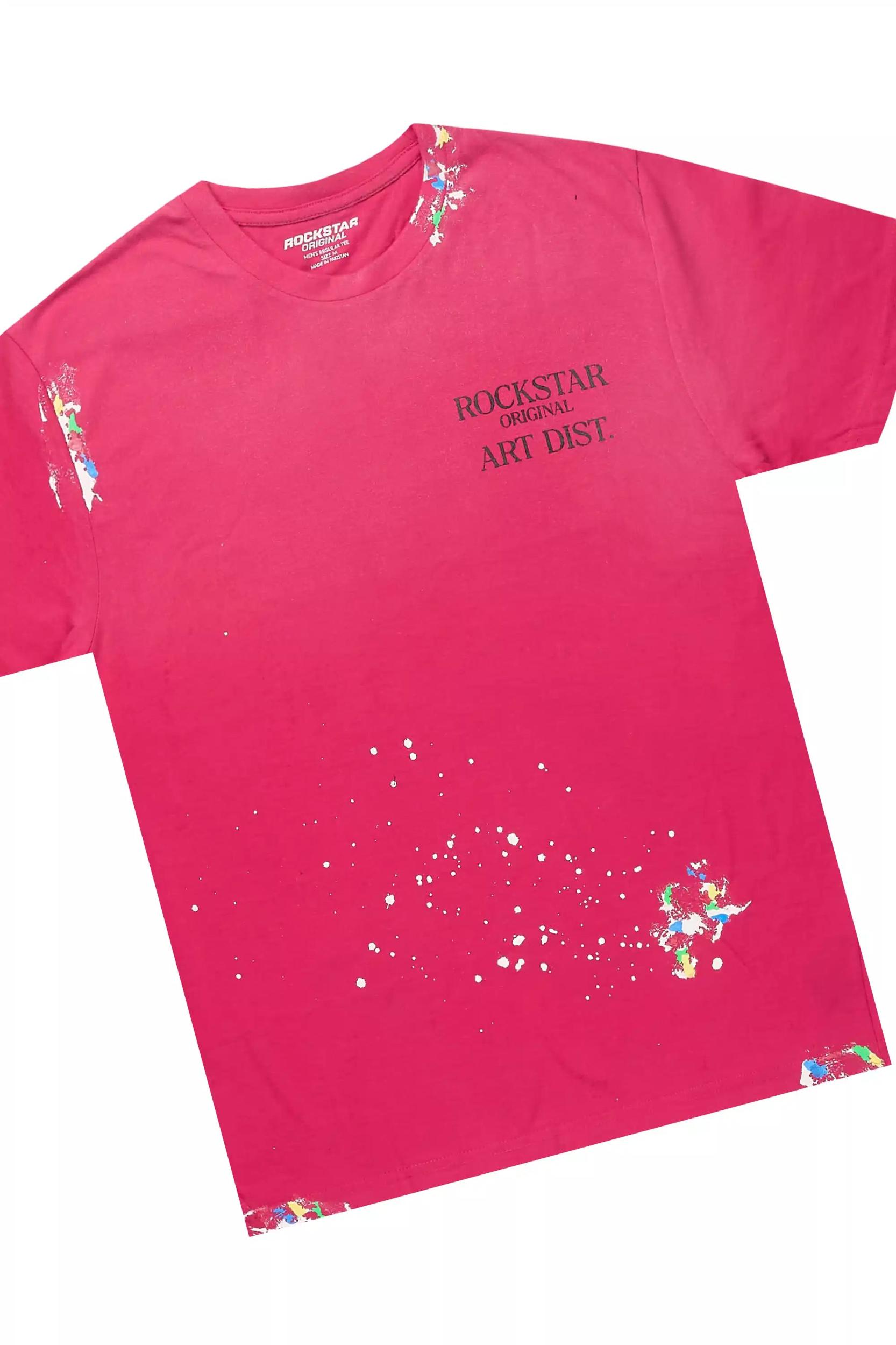 Jarah Pink/Blue Denim Short Set Female Product Image