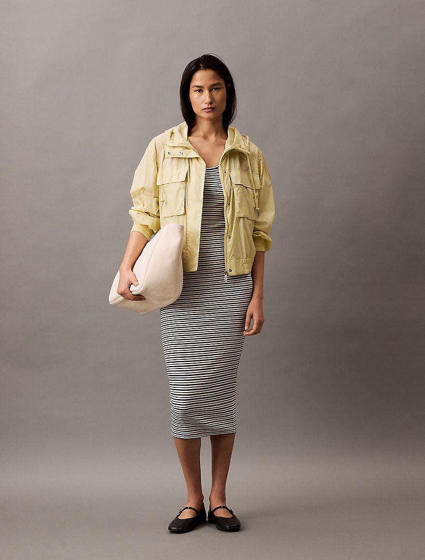 Ribbed Stripe Slim Midi Dress Product Image