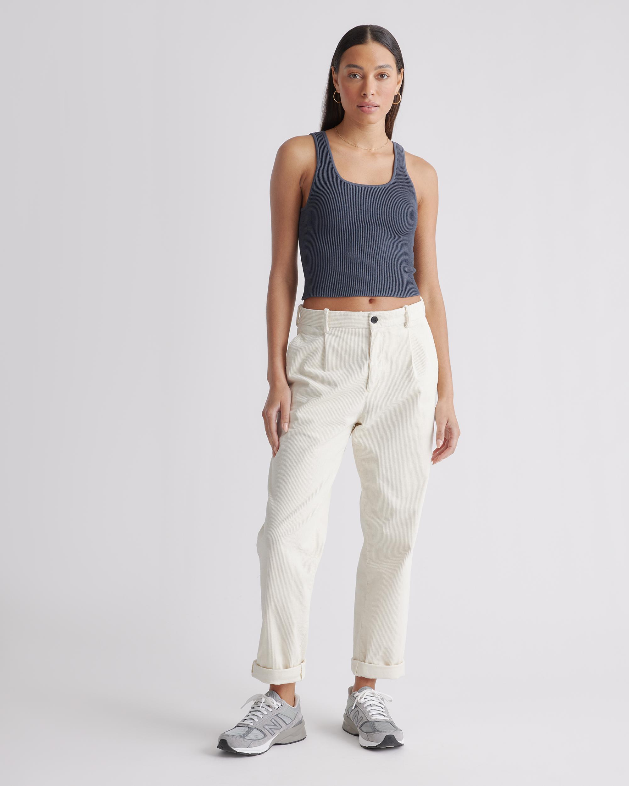 Quince | Women's Cropped Square Neck Ribbed Knit Tank Top Size XL, Recycled nylon/polyester/spandex Product Image