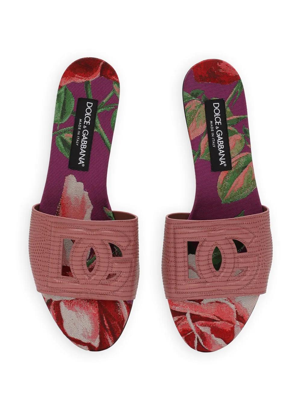 DG lizard-effect leather slides Product Image