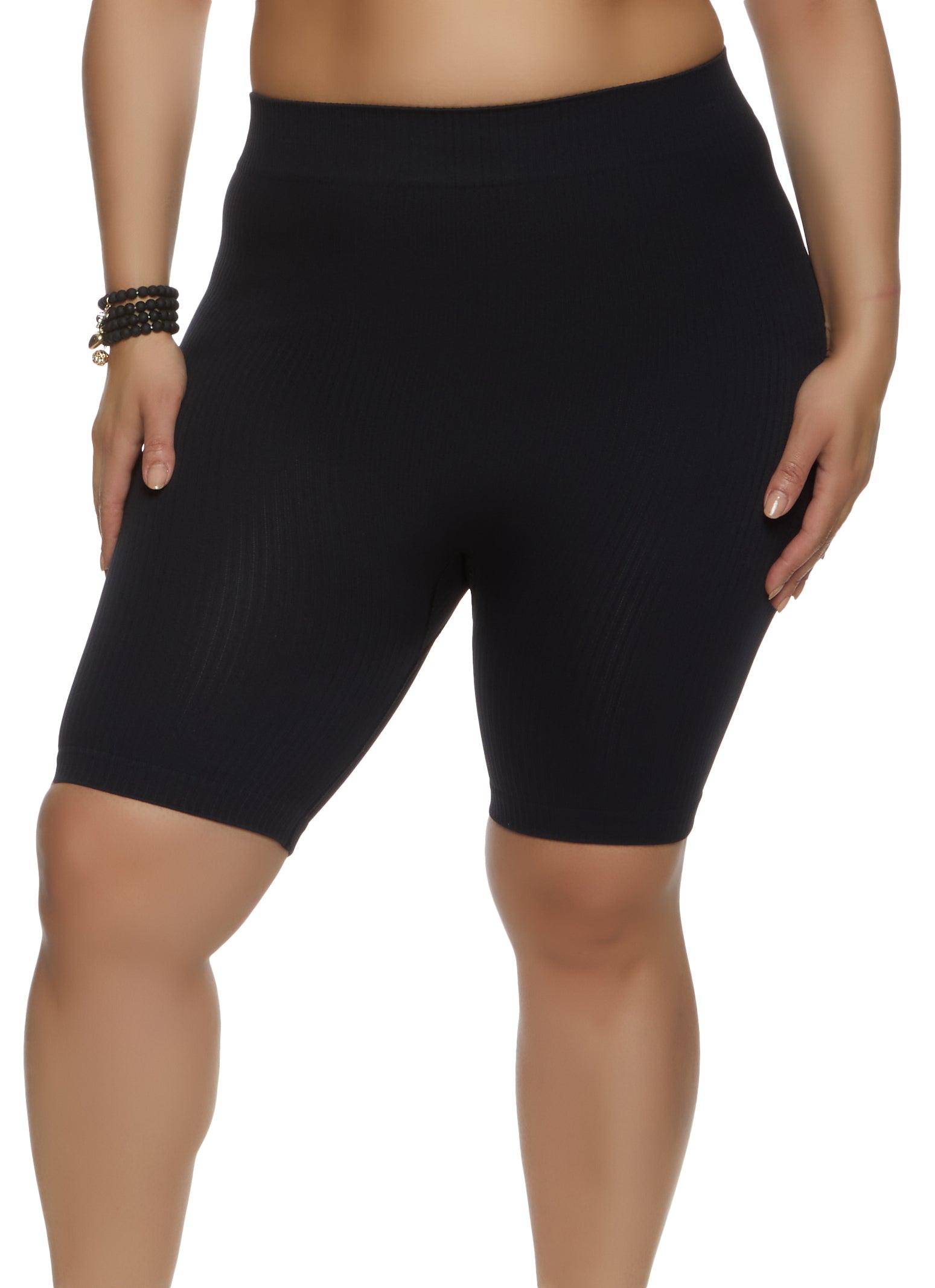 Womens Plus Size Rib Knit Seamless Biker Shorts Product Image