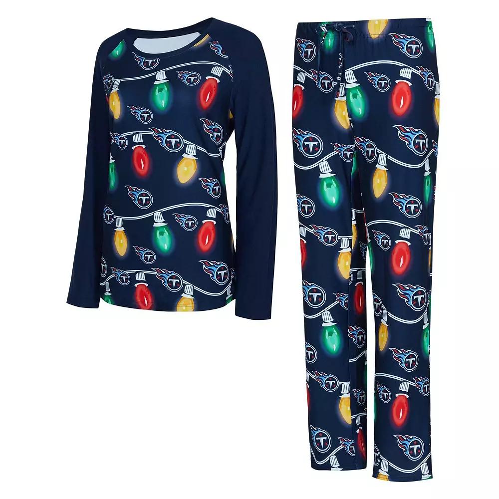 Women's Concepts Sport  Navy Tennessee Titans Garland Knit Raglan Long Sleeve T-Shirt & Pants Set, Size: Medium, Blue Product Image
