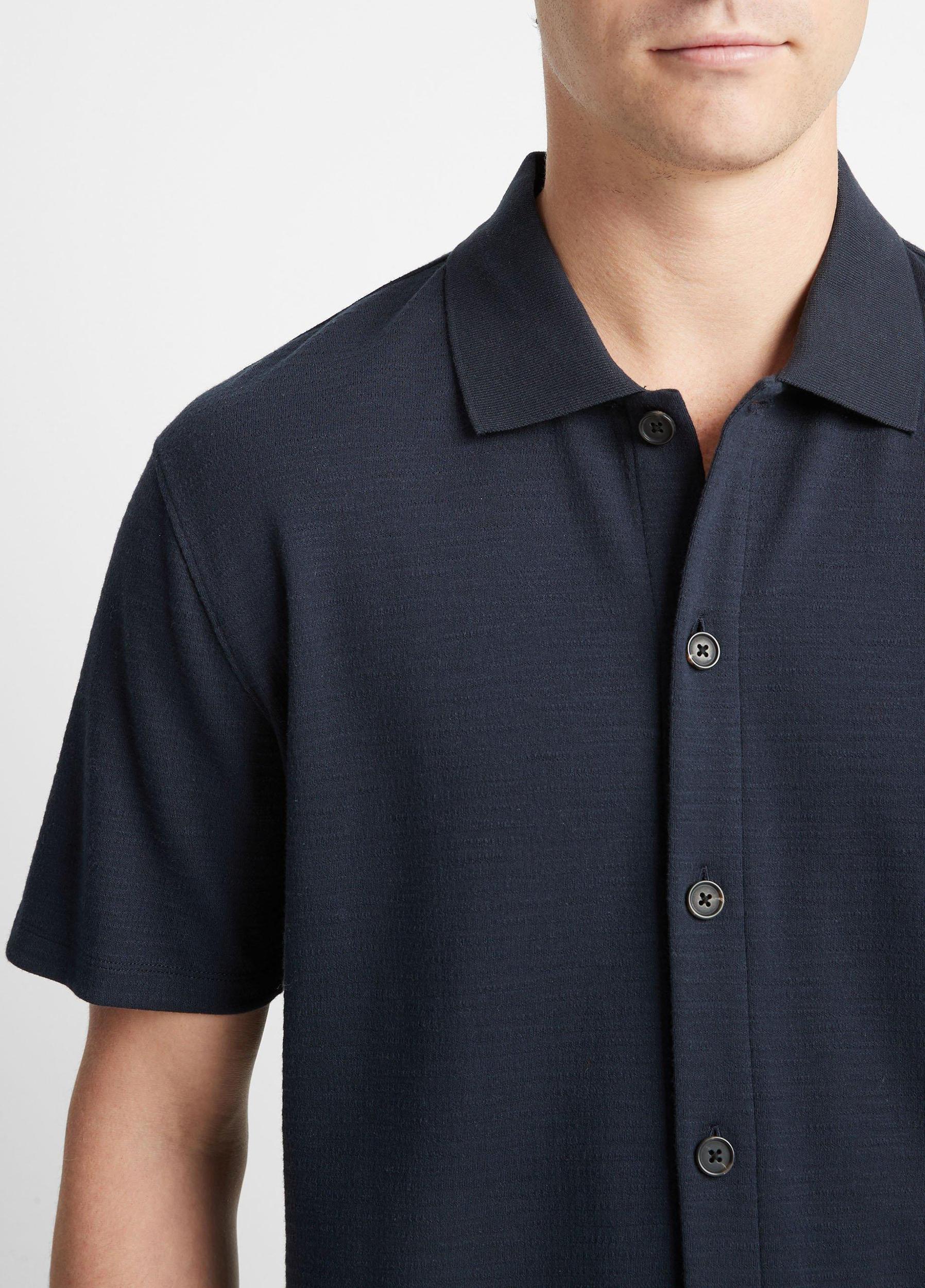 Variegated Jacquard Short-Sleeve Button-Front Shirt Product Image