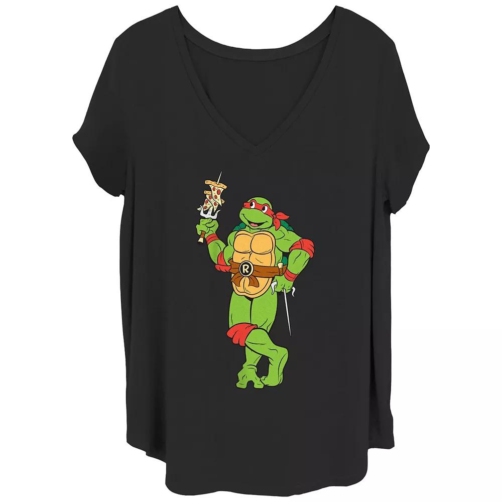 Juniors' Plus Size Teenage Mutant Ninja Turtles Pizza Skewer Graphic Tee, Women's, Size: 3XL, Black Product Image