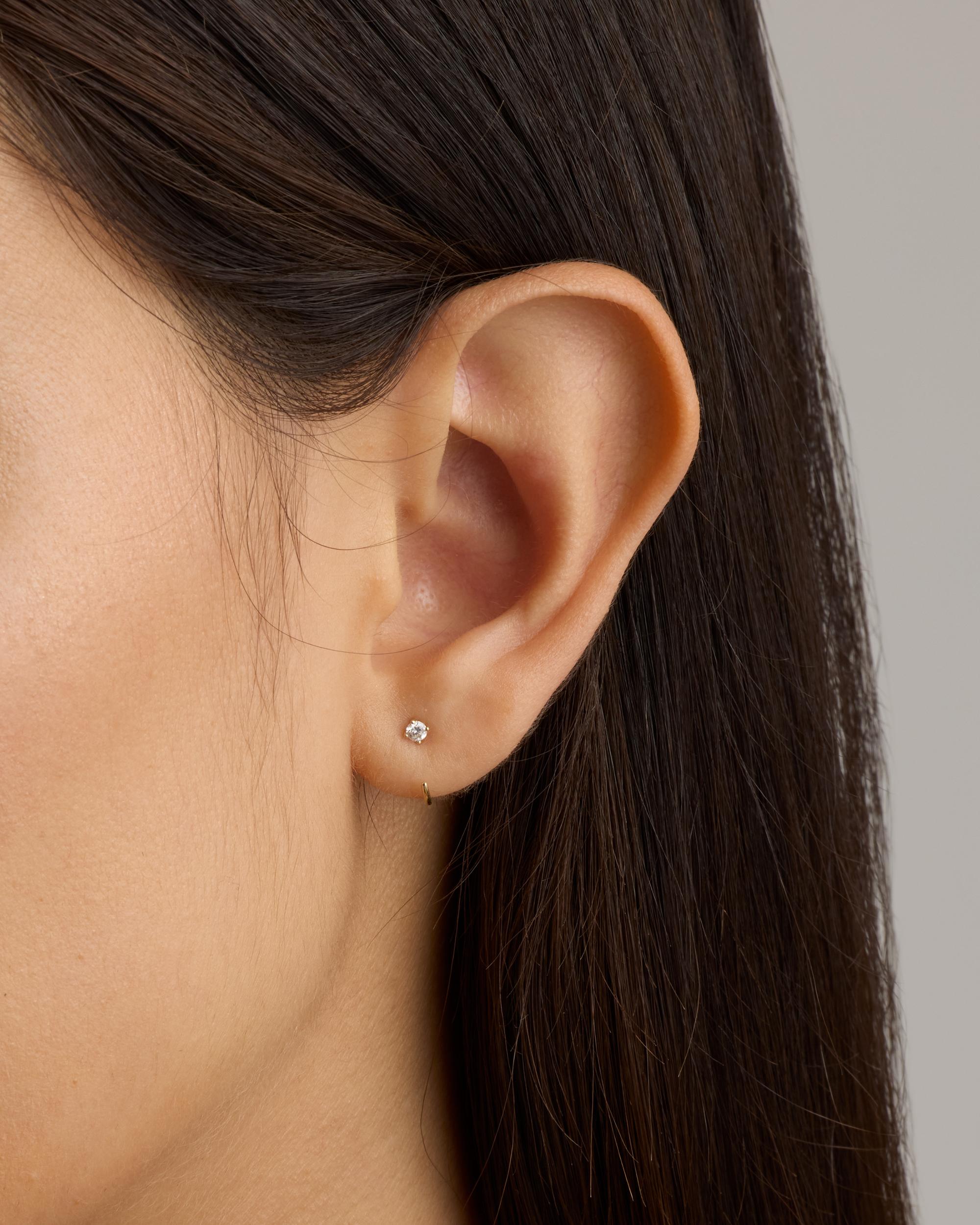 Quince | Women's 14K Gold Diamond Single Open Reverse Huggie Product Image