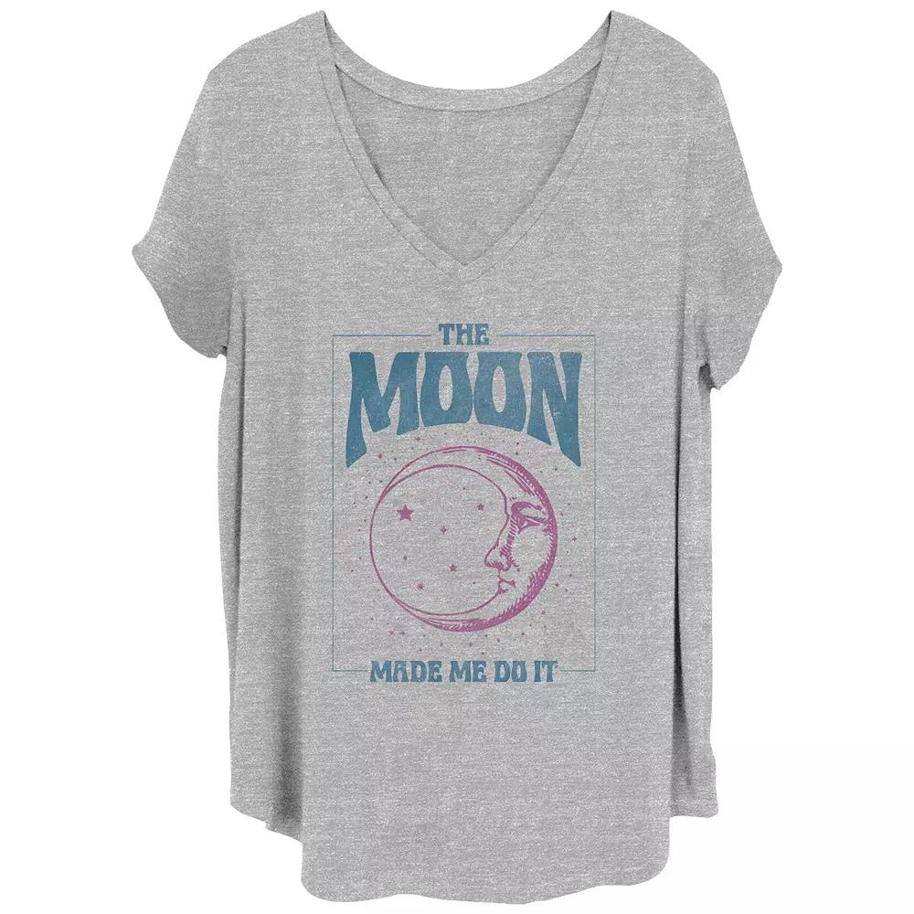 Juniors' Plus The Moon Made Me Do It Poster V-Neck Graphic Tee, Women's,  Product Image