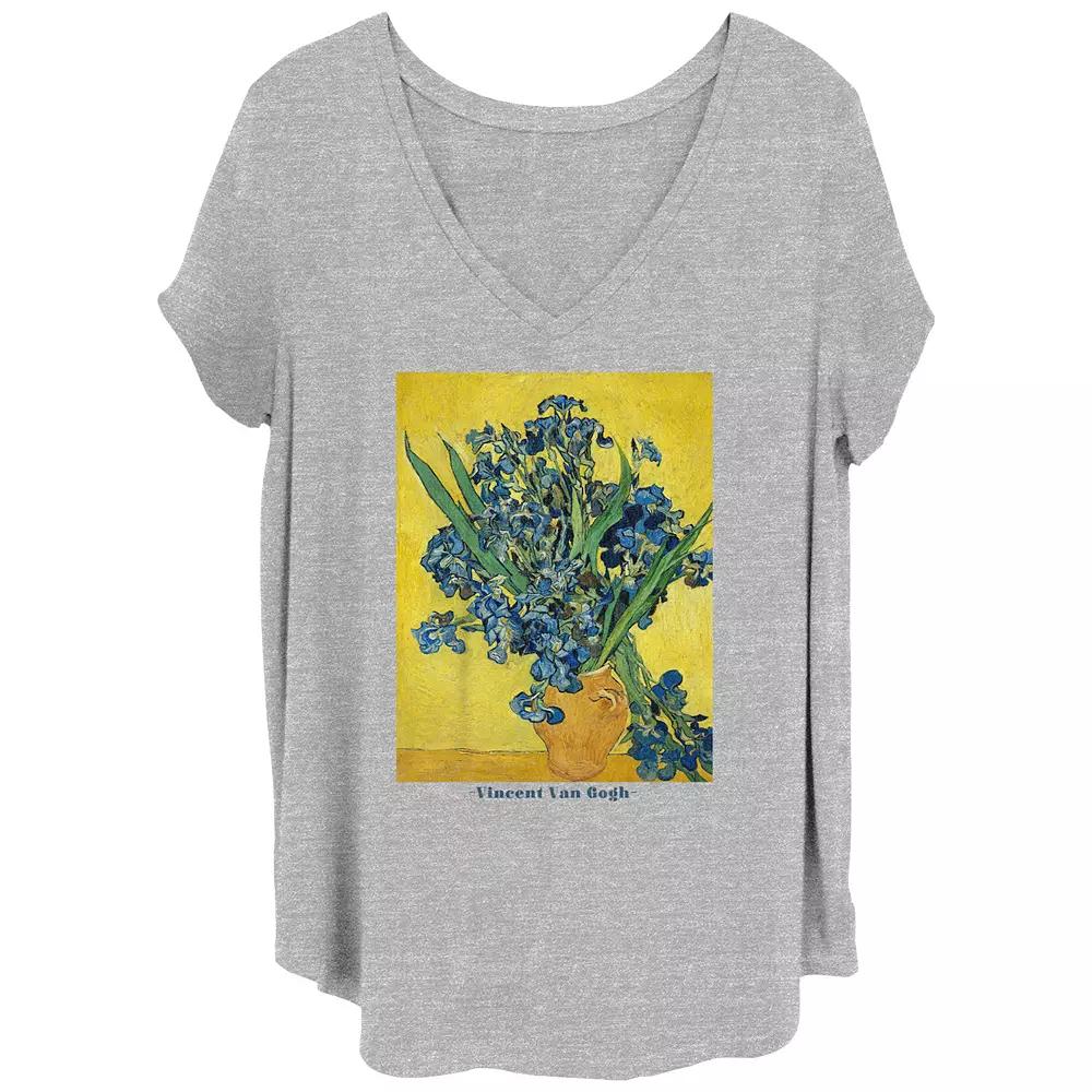 Juniors' Plus Vincent Van Gogh Irises V-Neck Graphic Tee, Women's,  Product Image