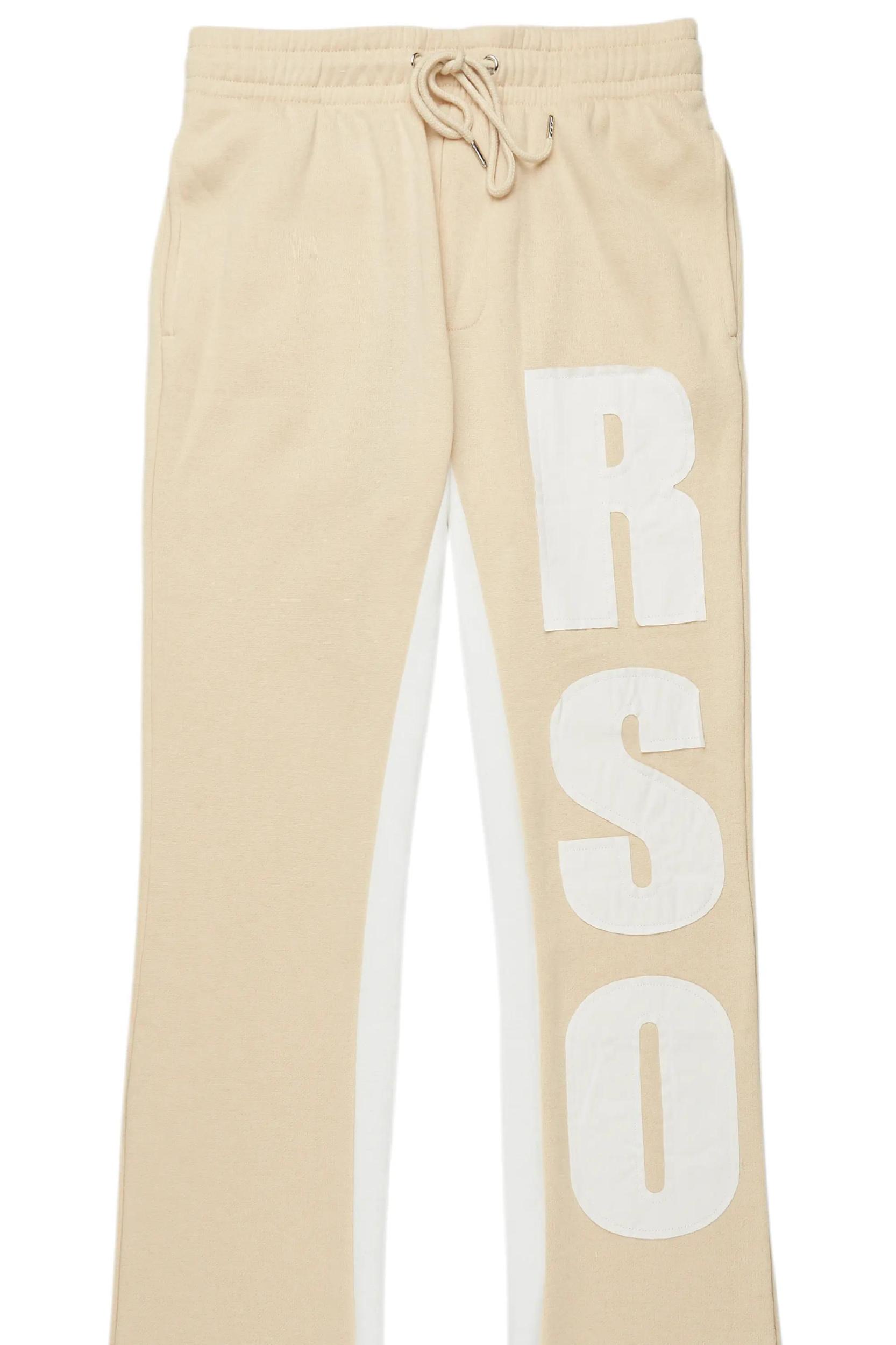 Uko Beige Stacked Baggy Track Pant Male Product Image