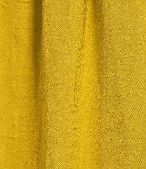 Gibson & Latimer Coordinating Woven Moonshadow Ruched Crew Neck Long Sleeve Cuffed Blouse Product Image