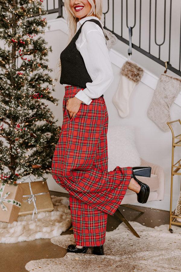 The Kaylie Wide Leg Plaid Pants Product Image