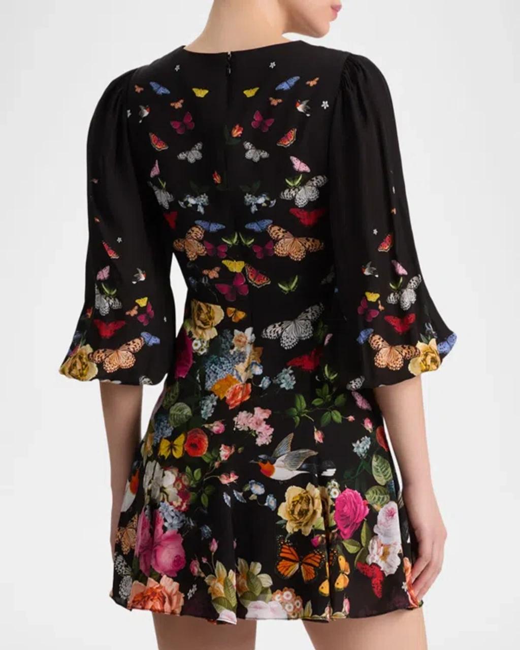ALICE AND OLIVIA Irene Mini Dress Solar Strength Black In Multi Product Image