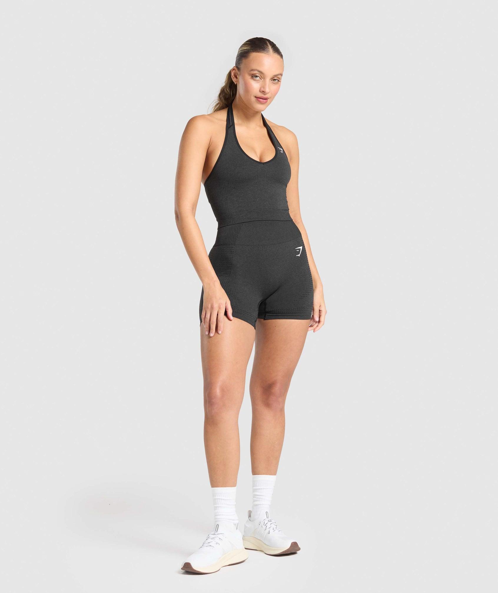 Gymshark Vital Halter Neck Tank With Shelf - Black Marl Female Product Image