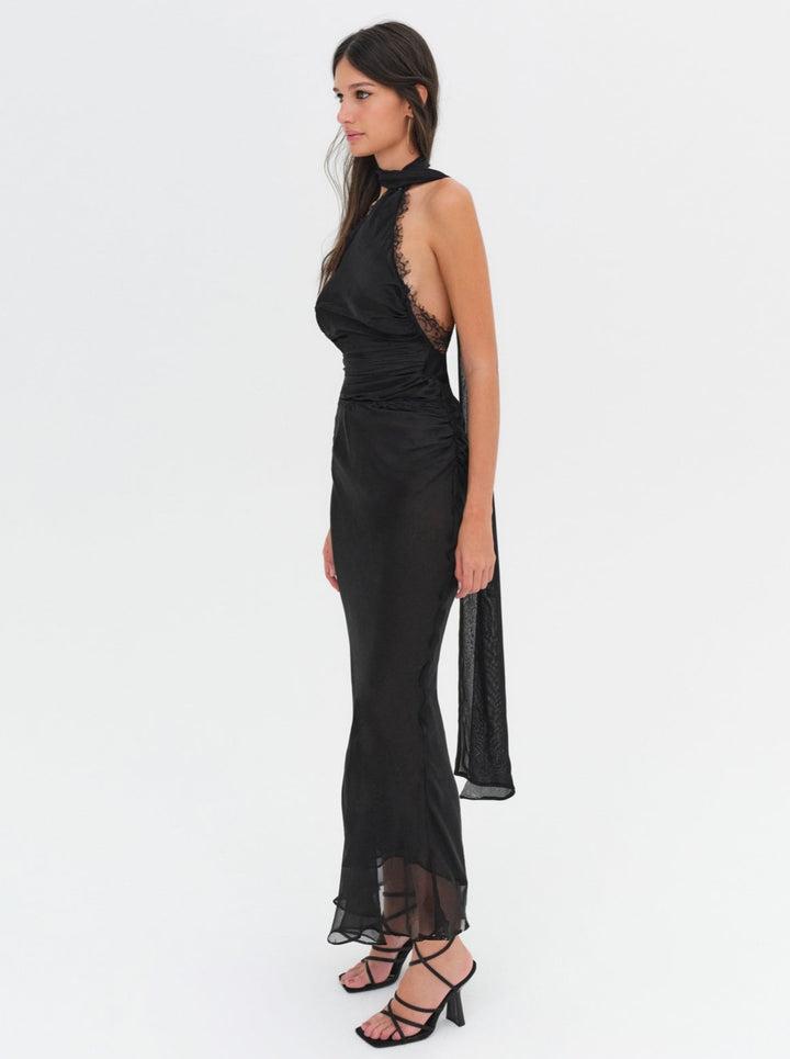 Angela Chiffon Maxi Dress — Black Product Image