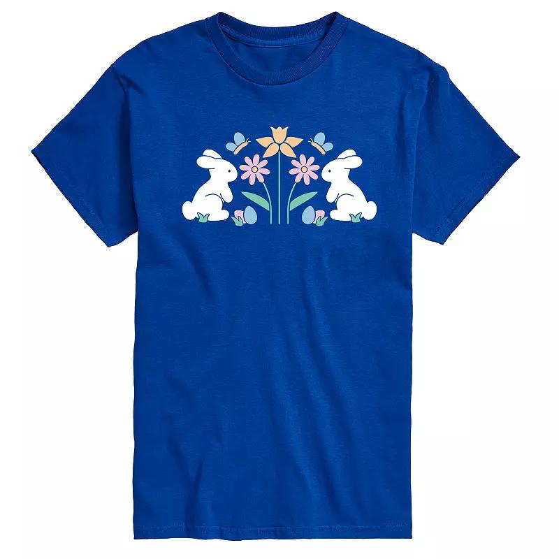 Men's Stencil Bunnies with Flowers Graphic Tee,  Product Image