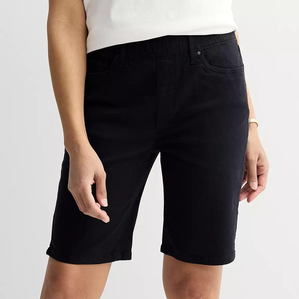 Women's Croft & Barrow® Modern Denim Pull-On Bermuda Shorts, Size: Small, Mineral Black Product Image