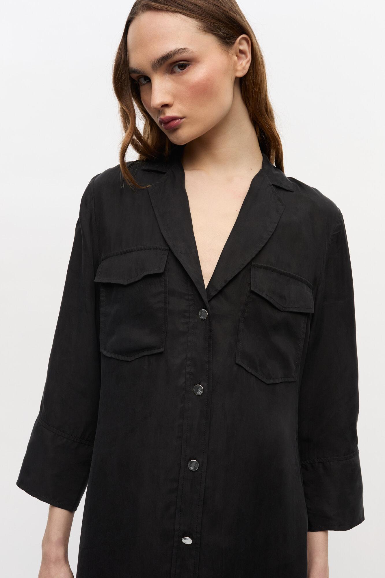 Black Fluid Cupro Maxi Dress Product Image