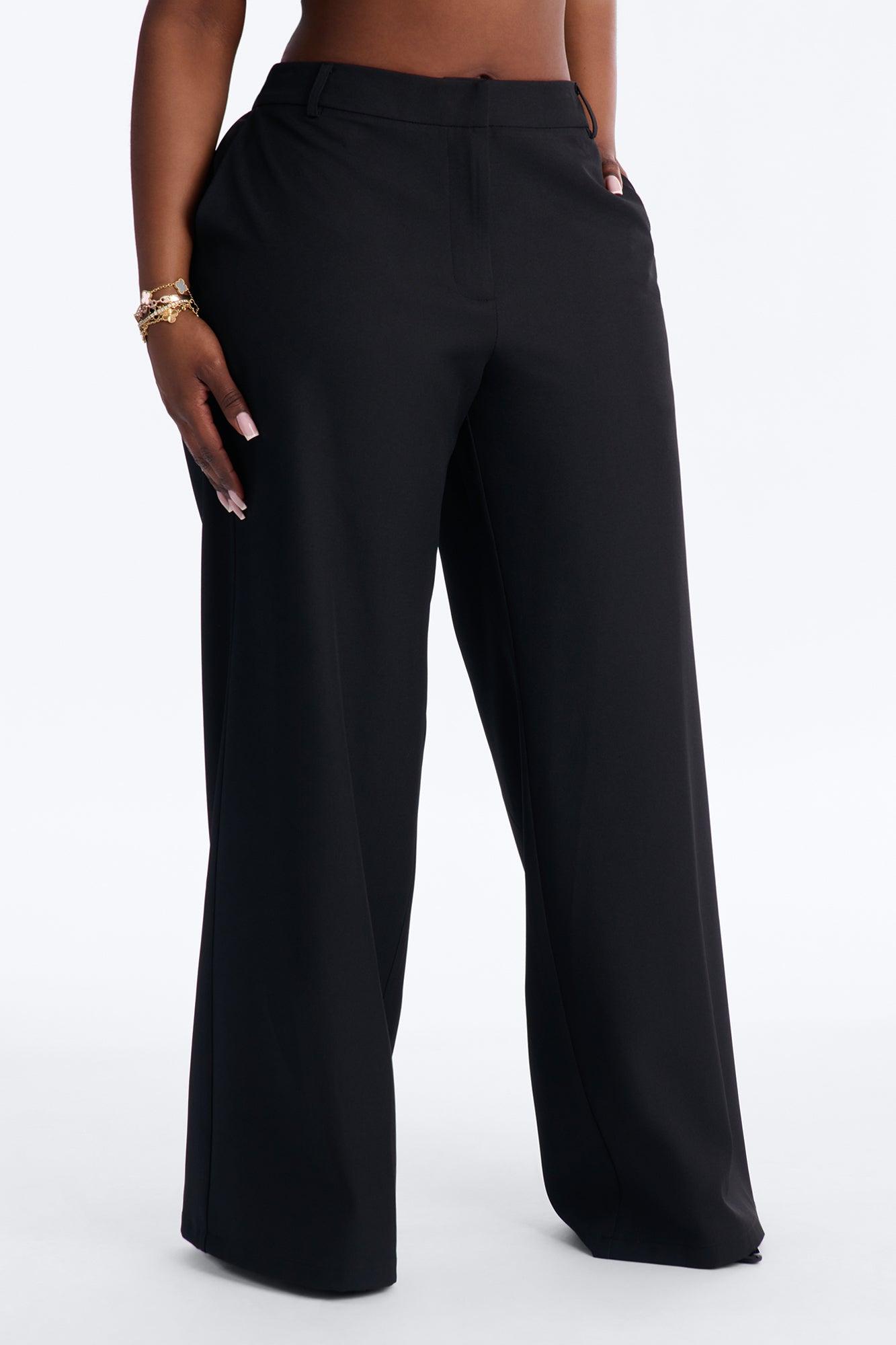 The Perfect Low Rise Wide Leg Trouser Pant 33″ - Black Female Product Image